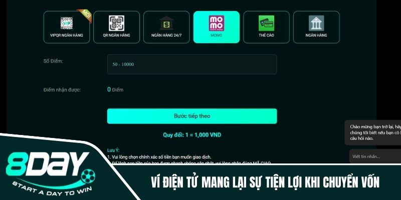 Ví điện tử mang lại sự tiện lợi khi chuyển vốn